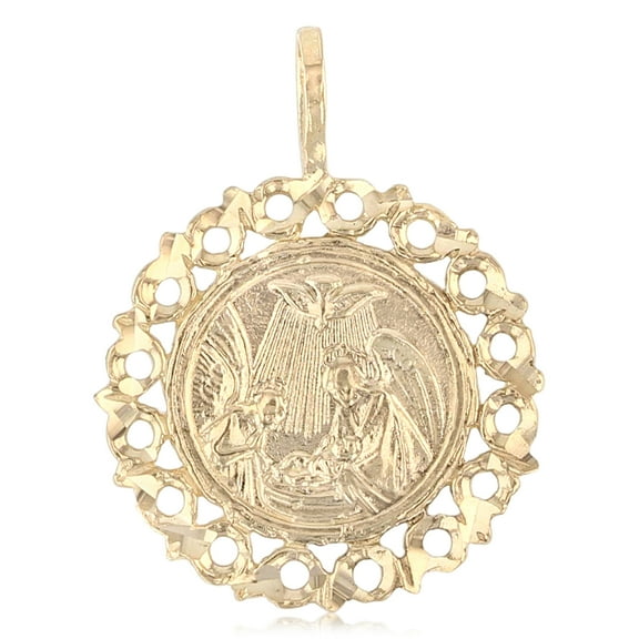 Ioka-14K Yellow Gold Religious Baptism Charm Pendant For Necklace or Chain