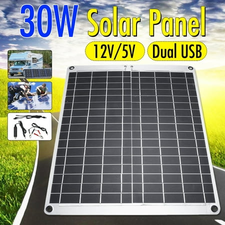 15/20/25/30/40W Solar Panel 12V/5V Flexible Semi Portable Polysilicon /Monocrystalline Silicon Off Grid Kit Waterproof For Car Battery Phone RV Boat