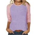 thumbnail image 7 of Htigea Women Raglan Sleeve Baseball T-Shirts Summer Casual 3/4 Sleeves Tops Loose Fit Pullover Tunics Basic Crewneck Blouse Purple,M, 7 of 7