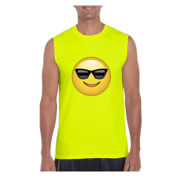 Mens Emoji with Sunglasses Ultra Cotton Sleeveless T-Shirt