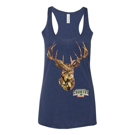 - Women's Mossy Oak Deer C6 Navy Triblend Racerback Tank Top X-Large Navy