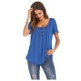 thumbnail image 2 of ALLLIST Blue Womens Summer Tops Button Solid Scoop Neck Short Sleeve T-Shirts Women Blouses Dressy Casual XXL, 2 of 4