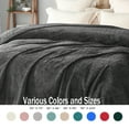 thumbnail image 4 of Exclusivo Mezcla King Size Jacquard Weave Wave Pattern Flannel Fleece Velvet Plush Bed Blanket as Bedspread/Coverlet/Bed Cover (90" x 104", Dark Grey), 4 of 7