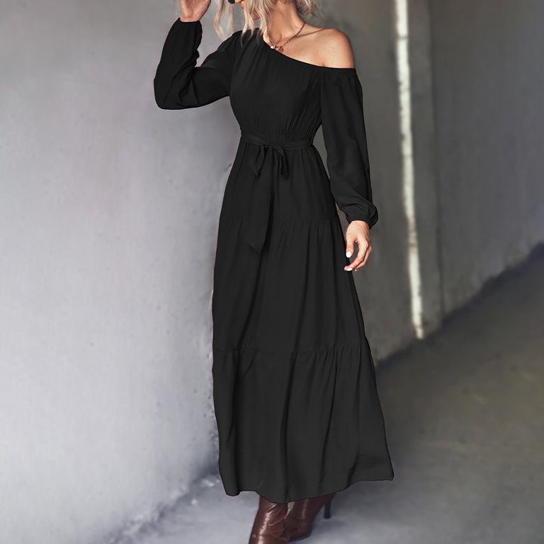 green emerald velvet dress One Shoulder Off Shoulder Sleeve Ruched Bodice A-Line Maxi Dress