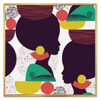 Designart 'Ethnic Geometric Silhouette of African American III' Modern Framed Canvas Wall Art Print
