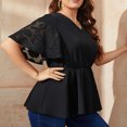 thumbnail image 4 of Kadahis Womens Plus Size Shirts Half Sleeve V Neck Blouses Tunic Tops XL-4XL, 4 of 5
