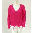 thumbnail image 4 of jsaierl Women's V-Neck Off Shoulder Loose Pullover Sweater Women's Loose Knit Sweater Irregular Sweater, 4 of 8