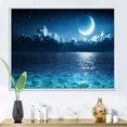 thumbnail image 3 of Designart Lune romantique sur la mer d'un bleu profond I ART MURAL À CADRE FLOTTÉ, 3 of 4
