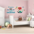 thumbnail image 3 of Oyster Shell Dream Big Little Mermaid Colorful Fish Salt Water Princess Creatures Seahorse Queen Sweet Dreams Bedtime Unicorn Lovely Dream Decorating Wall Decal Sticker - Size: 20 In X 8 In, 3 of 5