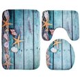 thumbnail image 1 of 3 Piece Bathroom Rug Set Nautical Anchor Pedestal Mat Non Slip Bath Mat Toilet Lid Cover Toilet Rug Set, 1 of 6