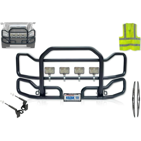 Black Front Grille Deer Moose Brush Bumper Guard Large Compatible with Freightliner Columbia