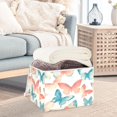 thumbnail image 3 of Yayeee Collapsible Cube Storage Bin with Lid Fabric Closet Decorative Basket with Handles, Watercolor Butterflies, 3 of 7