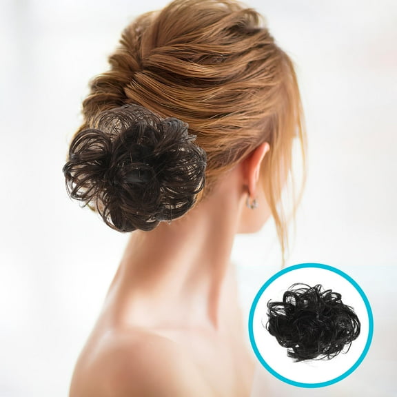 TABLZONE 2Pcs Wavy Hair Bun Holder Clip Hair Piece for Women Daily Use Black Fiber