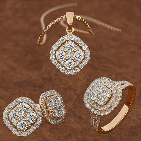 

Ladies Fashion Diamond Ring Necklace Earrings Three-piece Set earrings earrings for women handmade earrings earings
