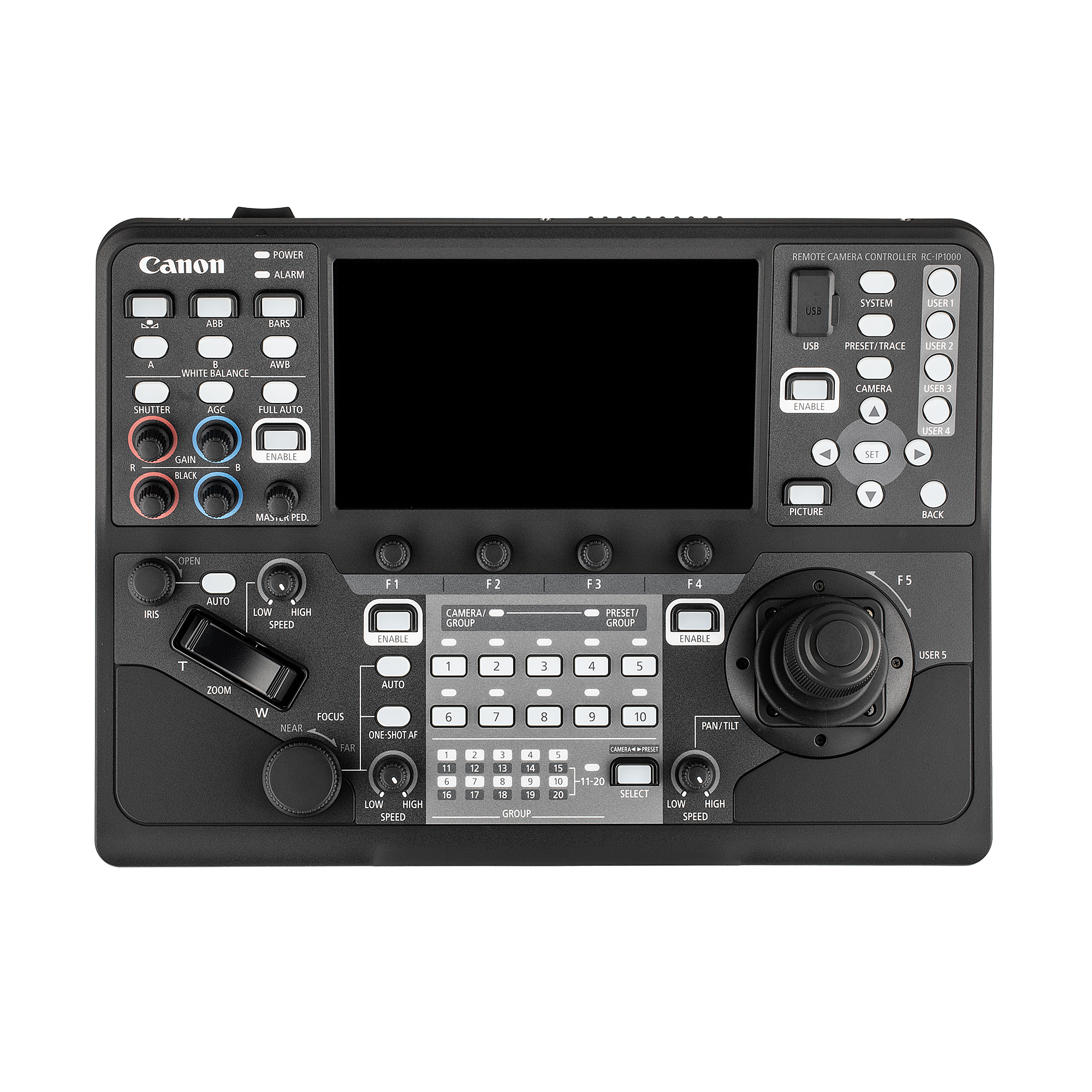 Canon RC-IP1000 PTZ Controller Bundle with 3x CR-N500 Cameras, 3x 64GB MicroSD Cards (International Model)