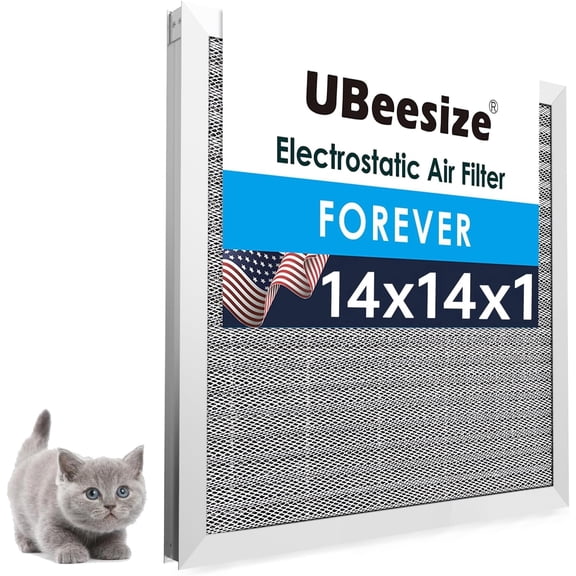 UBeesize 14x14x1 Reusable Electrostatic Air Filter HVAC AC Furnace Filter,MERV 8, Washable, Lasts a Lifetime,Permanent Air Filter,Breathe Fresher,Home And Office(Actual Size:13.5x13.5x0.82 Inch)