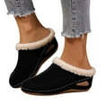 thumbnail image 6 of Slippers for Women,Winter On Shoes For Indoor Outdoor Cozy Lined Comfort Clogs With Sloped Heel Warm Non Sole,Womens Slippers,Black,7, 6 of 8