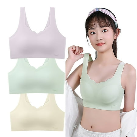 3 Pack Training Bras for Girls Seamless Adjustable Cami Bralettes Training Bras for Girls Little Girl Bras Fit for 10-16 Years Teen
