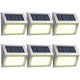 thumbnail image 1 of Juego de 6 modernas luces solares LED de acero inoxidable para exteriores para patios, escaleras, jardines cálidos, 1 of 4
