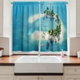 thumbnail image 2 of Ambesonne Island Kitchen Curtains, Atoll Palm Trees Ocean, 55"x45", Blue Ivory Green, 2 of 3
