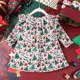 thumbnail image 3 of Girls Ruffle Long Sleeve Dress All Over Christmas Tree Printed Lightweight Cute Loose Casual Dresses, 3 of 7