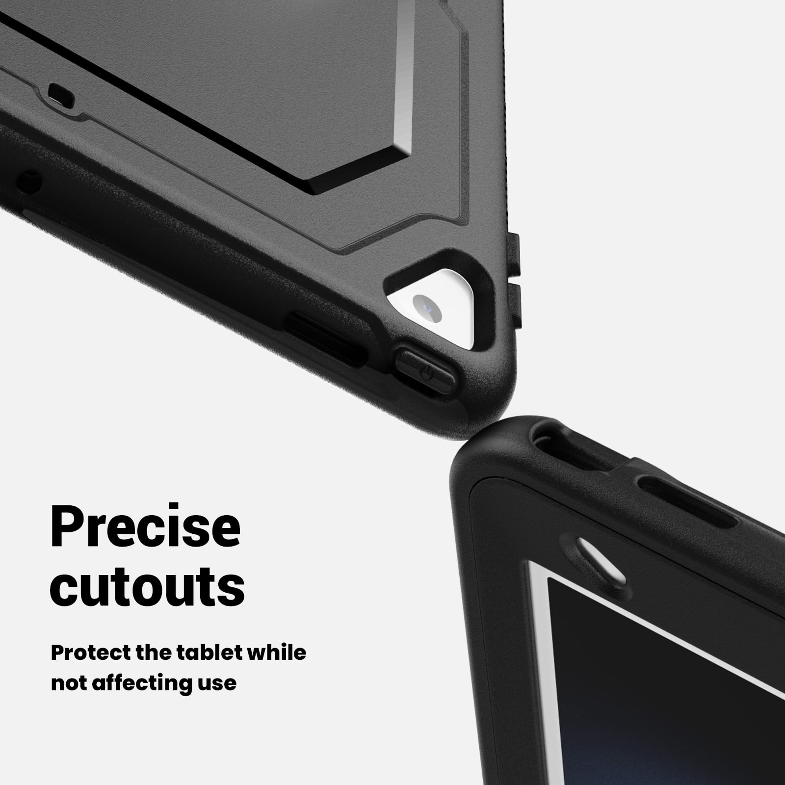 ELEHOLD Case for Apple iPad 10.2 2021/2020/2019 Pro 10.5'2017)(Air 3 10.5 (2019),Soft TPU Rugged Durable Case with 360° Rotating Hand Strap & Foldable Hidden Stand & Pencil Holder,Black