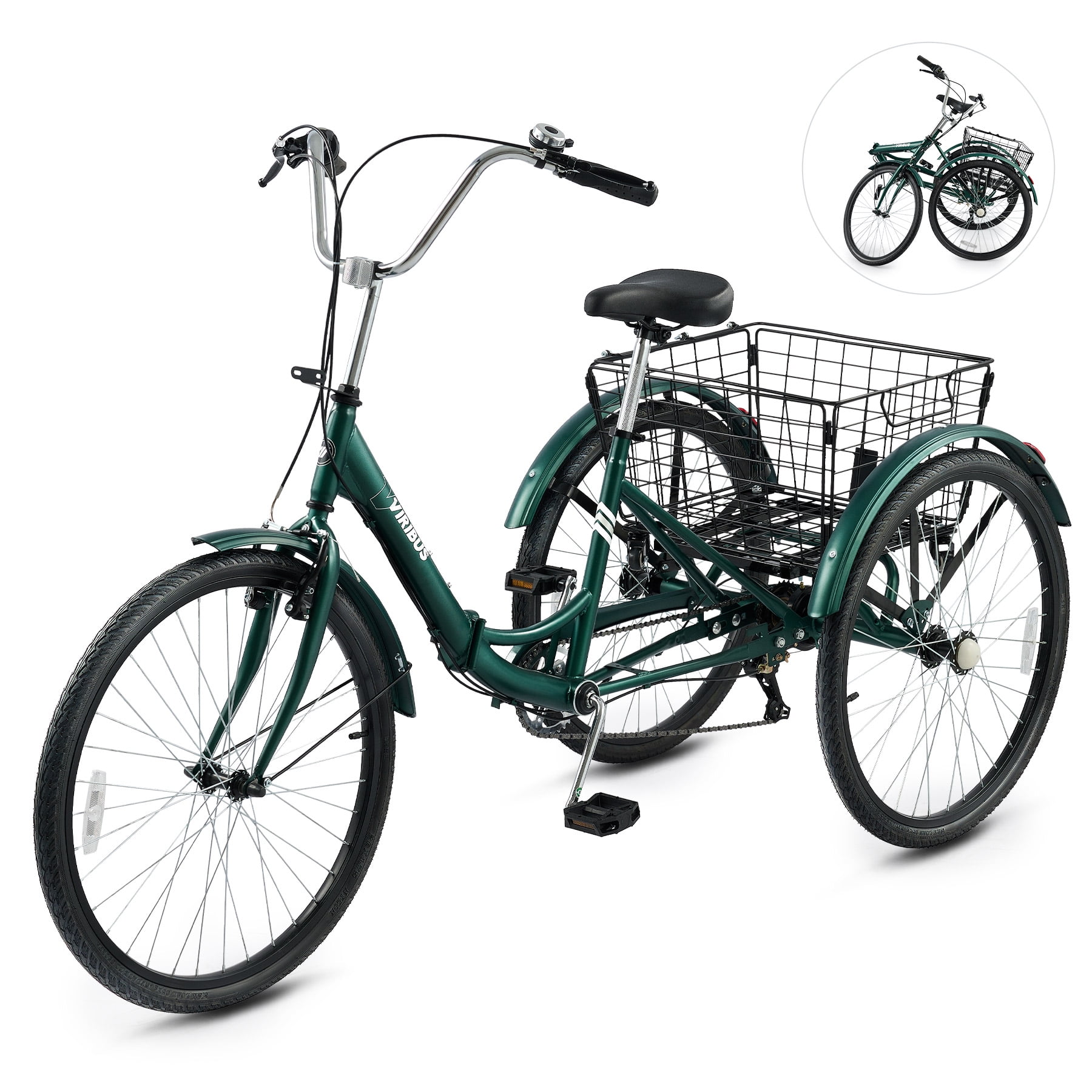 Tricycle Adulte 8 Vitesses Avec Panier - 3 Roues 20 Pouces, Charge 110kg | Pour Seniors, Balade, Shopping, Couleur Blanc - 4