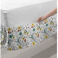 thumbnail image 2 of Floral Bed Skirt, Colorful Summer Flowers and Leaves Designed in Scandinavian Pattern Art, Elastic Bedskirt Dust Ruffle Wrap Around for Bedding Decor, 4 Sizes, White and Multicolor, by Ambesonne, 2 of 2