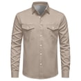 thumbnail image 6 of Men's Long Sleeve Western Shirt Solid Color Snap Button Down Casual Work Shirt with Double Chest Pockets, 6 of 8