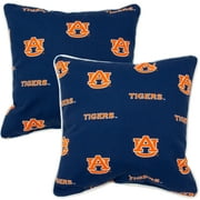 Auburn Tigers College Covers Indoor or Outdoor Decorative Pillow Pair, 16 in x 16 in