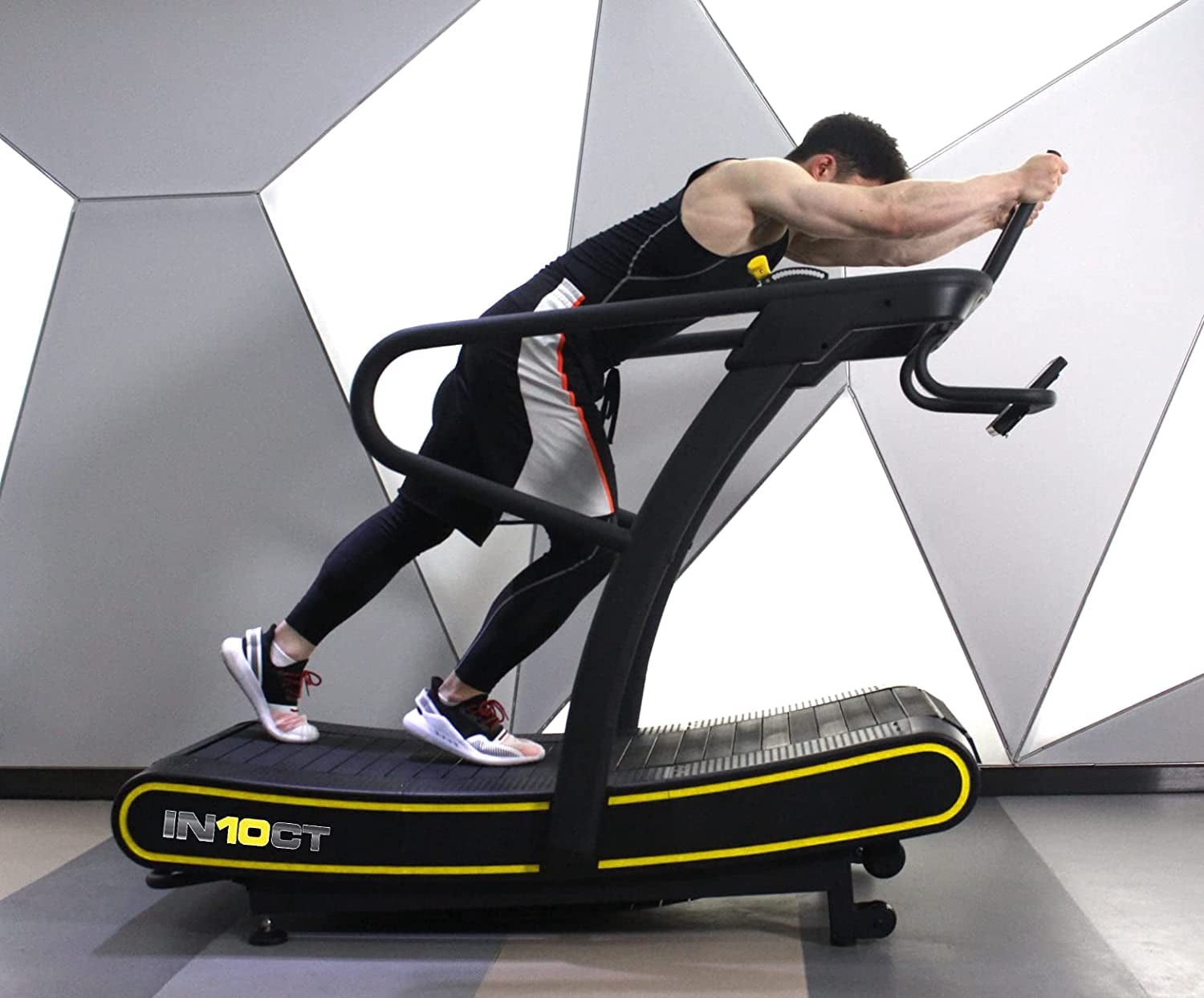 IN10CT Manual Curved Exercise Treadmill, Black and Yellow, 400 lb