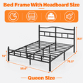 thumbnail image 4 of PIVOTIX 14 inch Queen Metal Platform Bed Frame with Headboard, Heavy Duty Steel Slats, No Box Spring Needed, 4 of 9
