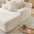 thumbnail image 4 of Leumius Chaise Lounge Chair Indoor,Oversized Corduroy Upholstered Boneless Sofa Bed, Modern Deep Seat Sofa with Back Cushion, Pillows, Cozy Sleeper Couch for Living Room, No Assembly Required,Beige, 4 of 10