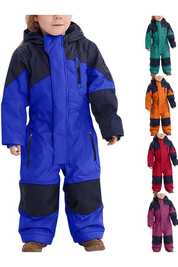 Kids' Snowsuit Boys' and Girls' Waterproof Jumpsuit Windproof Thermal Snow Suit for Kids Winter Ski Suit Coveralls Toddler Snow Suit One Piece Snowsuit Winter Outdoor jumpsuit (1T-15)