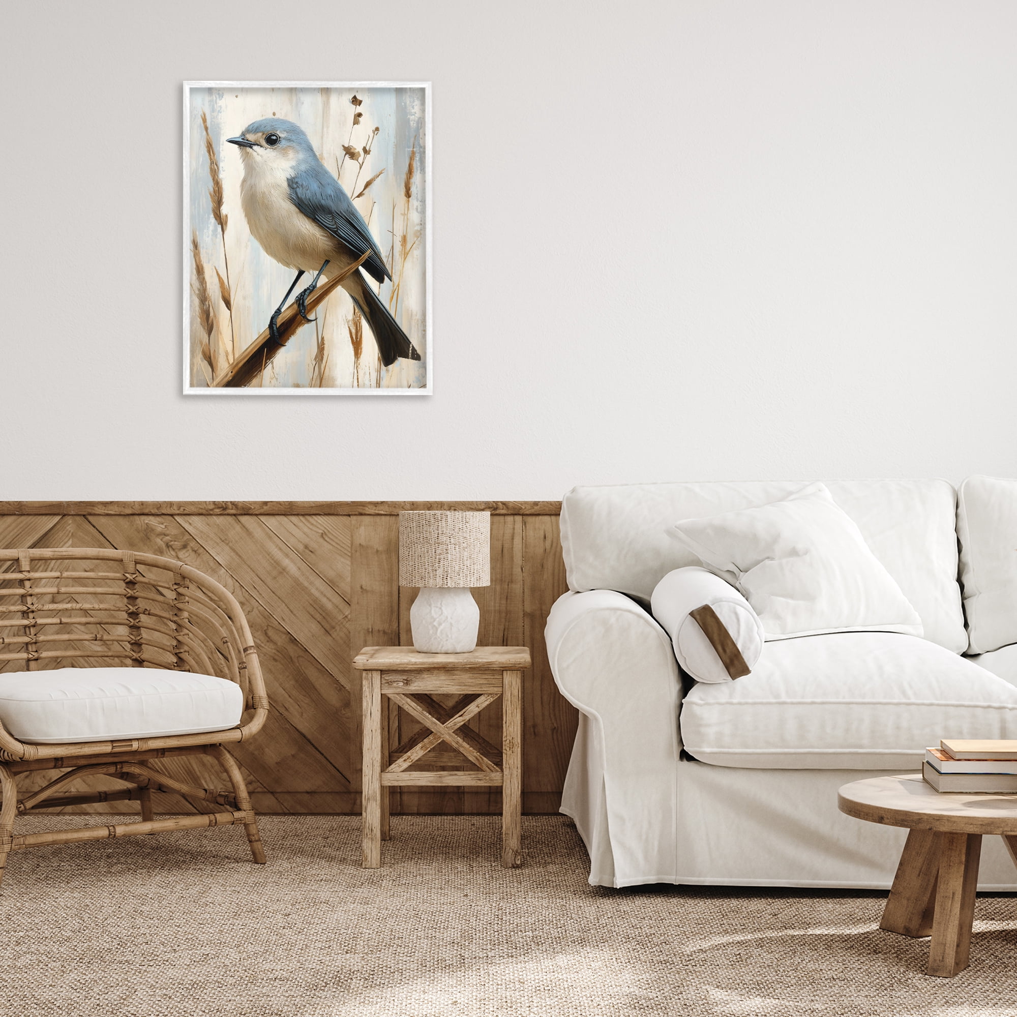 Stupell Industries Bluebird on Tall Glass Perch White Framed Giclee Art, design by Creative Studio