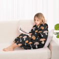thumbnail image 4 of Brown Mushroom Pattern Black Pattern Blanket Hoodies for Kids 6-13YR Oversize Wearable Blanket Hoodies for Boys Girls Teens, 4 of 7