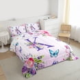 thumbnail image 3 of Homewish Girls Monogrammed K Full Size Comforter Sets, Romantic Garden Rose Flower Bedding Comforter Set, Cartoon Butterfly Animal Reversible Bedding Sets, Super Cozy Room Decor, 3-Piece, 3 of 8