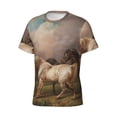 thumbnail image 3 of Rocae Three Horses Oil Painting for Men's Moisture-Wicking Crew Tee - T-Shirt for Sports, Outdoor Activities, and Casual Wear, 3 of 9
