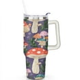 thumbnail image 2 of Mushroom 40 Oz Tumbler with Handle Lid and Straw, Stainless Steel Double Walled Vacuum Insulated Cup, Cute Anniversary Wedding Birthday Gifts Tumbler for Women Men Friends Outdoor Indoor, 2 of 7
