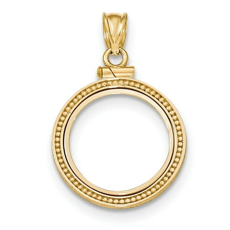 Golden Eagles Gear 14k Yellow Gold Beaded Screw Top 1/10ae Bezel Necklace Pendant Charm Coin Holders/bezel Prong American Eagle ()