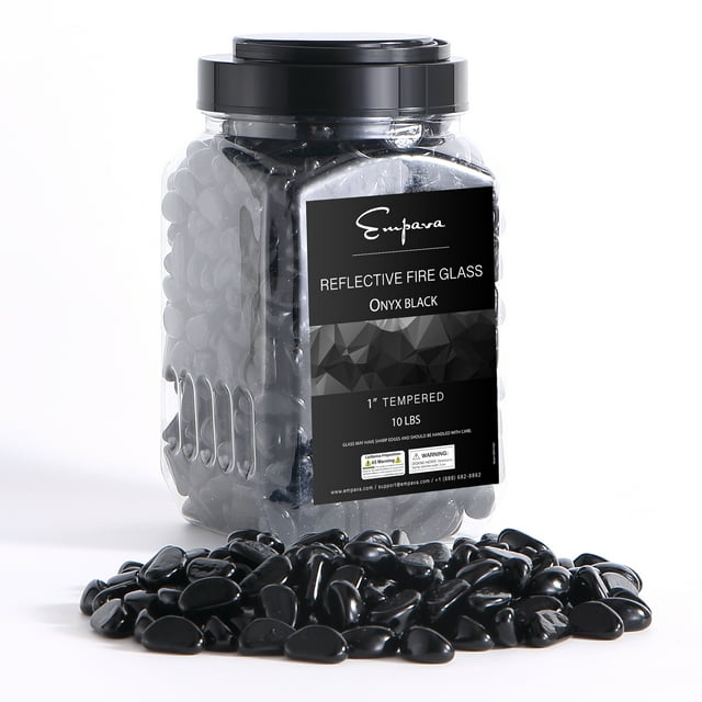 Empava 10 lbs. 1,0 In Onyx Noir Perles de Verre Feu Réfléchissantes pour Foyer à Gaz