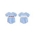 thumbnail image 2 of Infant Newborn Baby Girl Summer Romper Cute Short Sleeve Bow Embroidery Patchwork Bodysuit Newborn Playsuit, 2 of 9