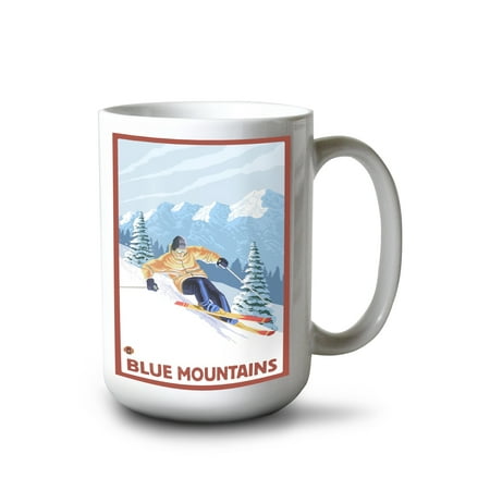 

15 fl oz Ceramic Mug Ontario Canada Blue Mountains Downhill Skier Dishwasher & Microwave Safe