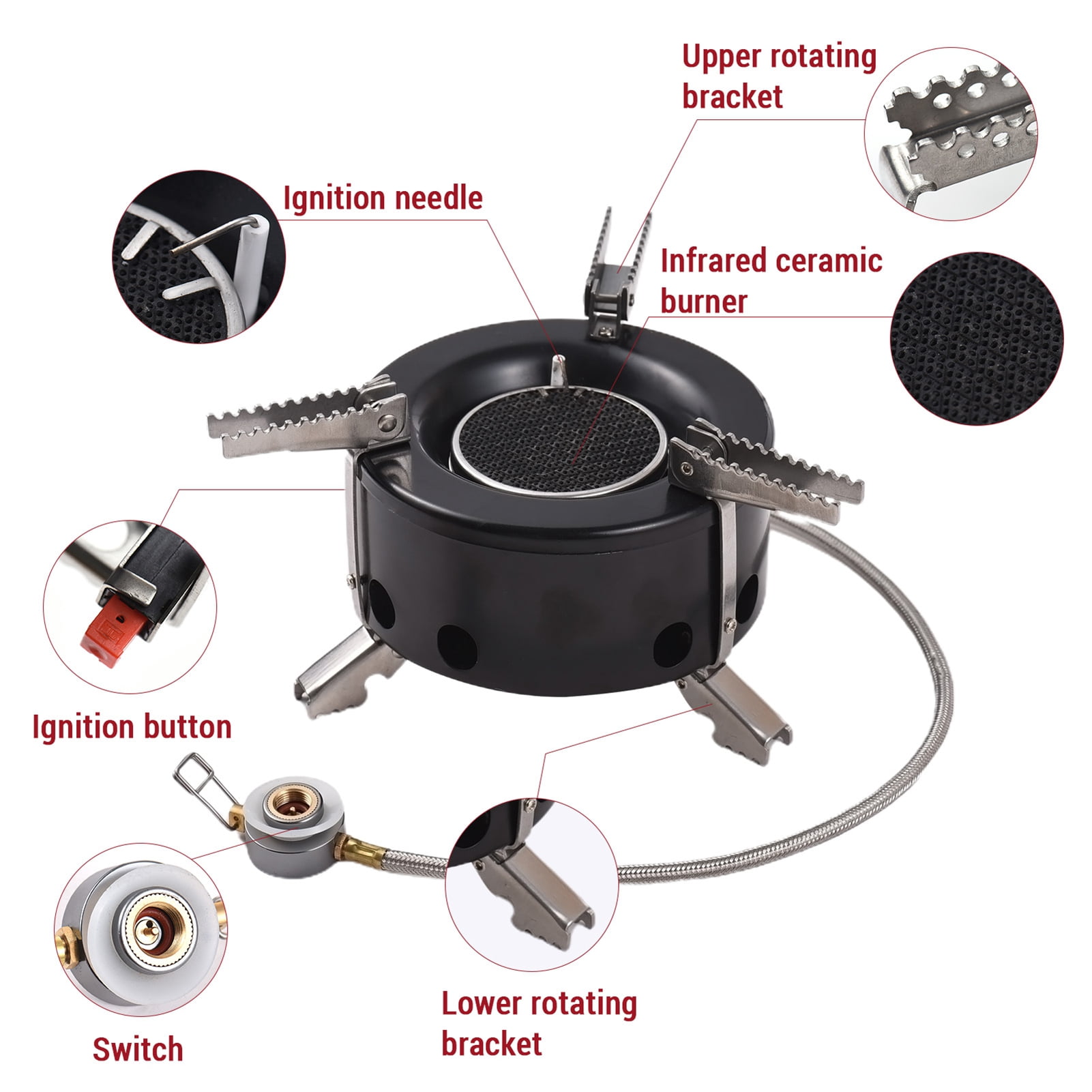 BOKYAN Camping Stove 6000W High-Altitude Infrared Portable Windproof Gas Stove for Outdoor Hiking
