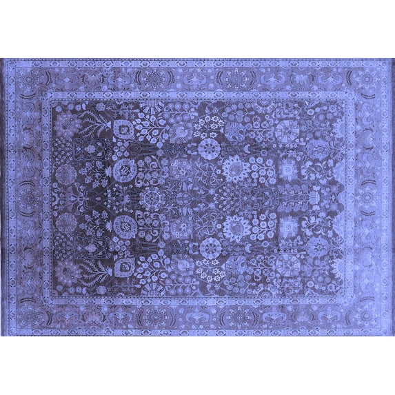 Ahgly Company Machine Washable Indoor Rectangle Oriental Blue Traditional Area Rugs, 2' x 3'