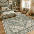 thumbnail image 7 of Royalbear 8'x10' Area Rug - Vintage Oushak Sage Green & Cream Medallion Rug, Traditional Oriental Floral Floor Carpet for Living Room Bedroom Dining Room, 7 of 7
