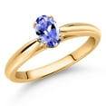 thumbnail image 2 of Gem Stone King 0.45 Ct Oval Blue Tanzanite 10K Yellow Gold Solitaire Engagement Ring, 2 of 4