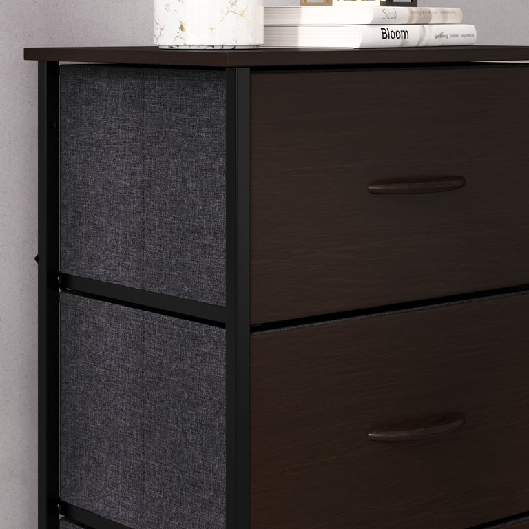 black and brown dresser Acworth Brownish Gray 6 Drawer copper pulls. Emma + Oliver 4 Drawer