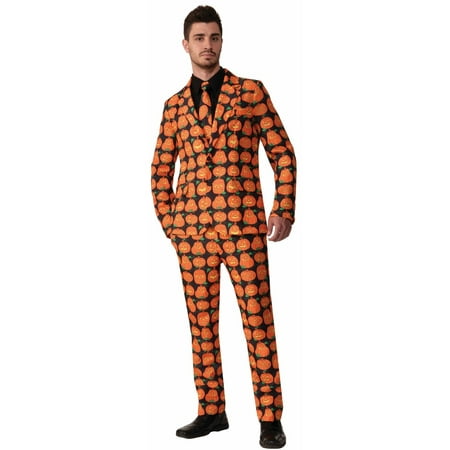 Halloween Pumpkin Suit & Tie Adult Costume