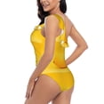 thumbnail image 4 of Uemuo Yellow Lemon Print Women's One Piece Swimsuit Asymmetrical Neck Bathing Suit One Shoulder Side Cutout Ruffle Swimwear-Medium, 4 of 6
